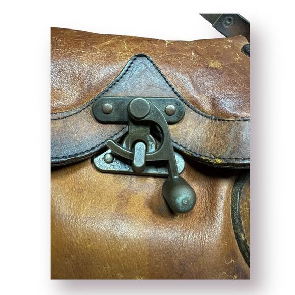 Vintage Leather Hippie Saddle Bag Crossbody‎ Purse Boho Chic Rare 1960s - Picture 5 of 7